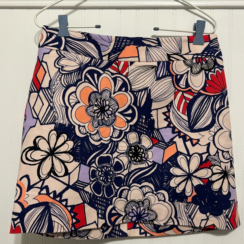 Express Floral A-line Mini Skirt Lined Back Zip Side Pockets Womens Size 6